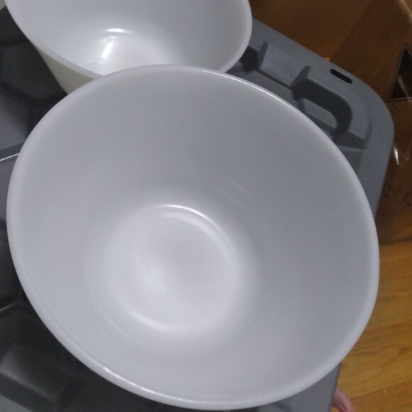 White Federal Milk Glass Oven Ware Mixing Nesting Bowls Set Of 5 Double Rim - Picture 2 of 8